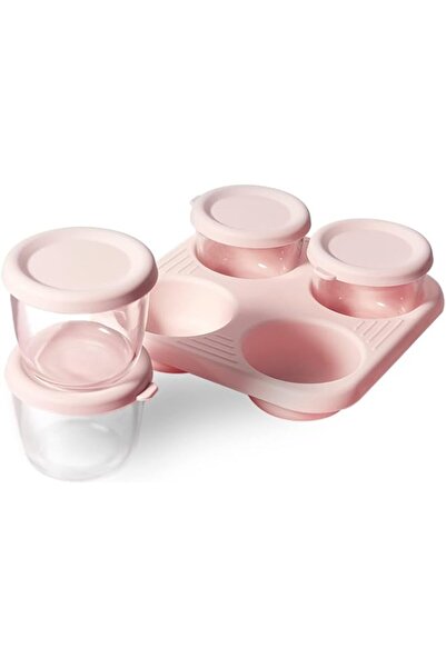 Generic NALACAL 4 Packs Small Glass Baby Food Storage Containers with Lids and Stackable Tray, Leakproof Sm