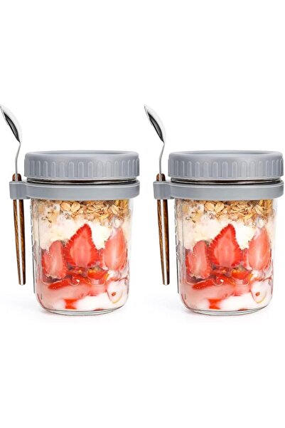 Generic Overnight Oats Jars, Overnight Oats Container with Lid and Spoon, 12 oz Cereal, Milk, Vegetable and