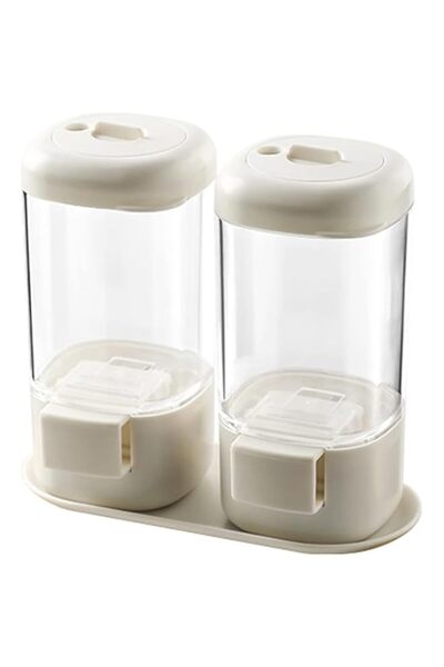 Generic ALMEKAQUZ 2 Pack Push-Type Seasoning Bottle With Tray, Metering Seasoning Box, Kitchen Cruet Condim