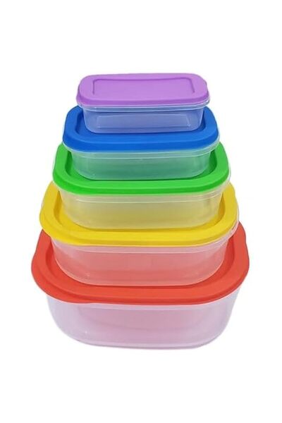 Generic Plastic Food Storage Containers, Set of 5, Multicolour