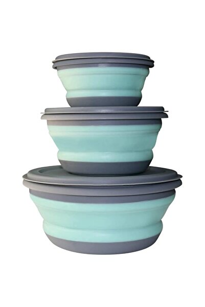 Generic ELECDON Collapsible Lunch Box, 3 PCs Food Grade Silicone Collapsible Bowl Lunch Box, Expandable Foo
