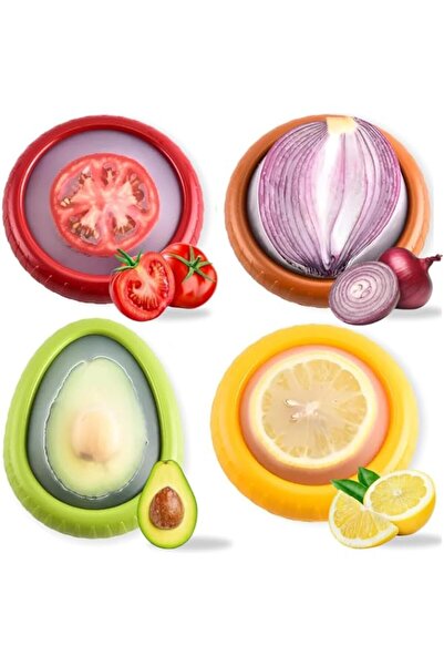 Generic BIGTHREE Silicone Fruit Storage Box, 4 Pieces Reusable Fruit Storage Containers for Fridge, Half Cu