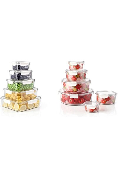 Generic 11 Pcs Multi-Size Clear Pantry Organizer Bins - Food Storage Container Set with Airtight lids - Rou