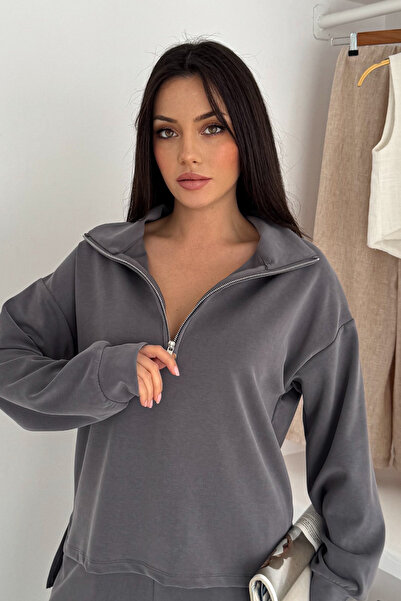 Mogi Butik Premium Modal Fabric Half Zipper Women's Sweatshirt 3102