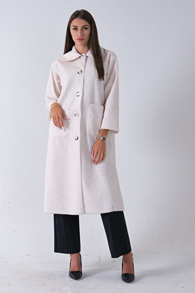 Feminist Bebe Yaka Çift Cepli Kaban Bej 31050686