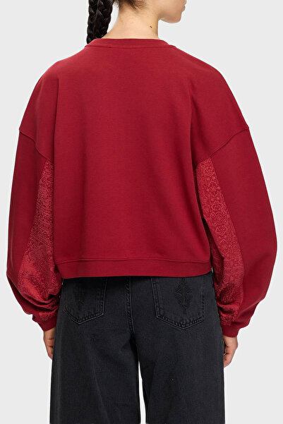 LES BENJAMINS Βαμβακερό χαλαρή εφαρμογή Crop Sweat με λαιμόκοψη ποδηλάτου SWEAT LB25FWTURFUSW