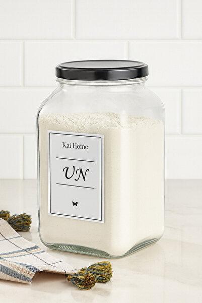 KaiHome 3000 cc Cam Un Kavanozu – Siyah Kapaklı, Etiketli, Büyük Boy Saklama ...