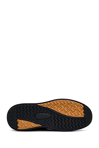 Derimod Men's Black Lace-Up Thick Soled Printed Leather Sneaker 25Wfd685018