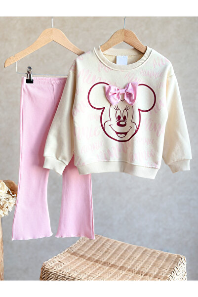 Pinkitokids Ribbon Detailed Girls' Sweatshirt and Leggings Set