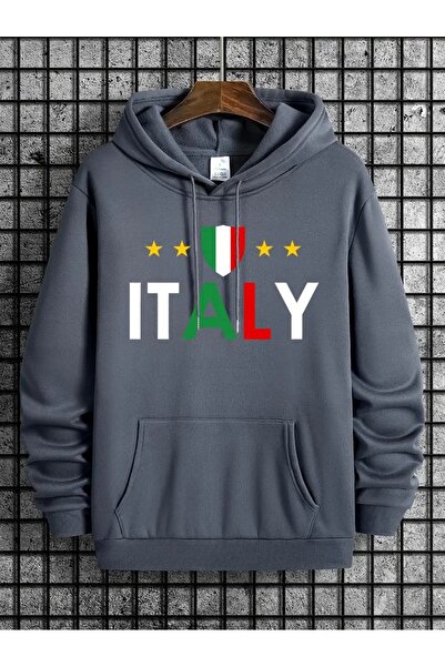 Massgai Unisex Italy με τύπωμα Σχέδιο με κουκούλα oversized Φούτερ με κουκούλα