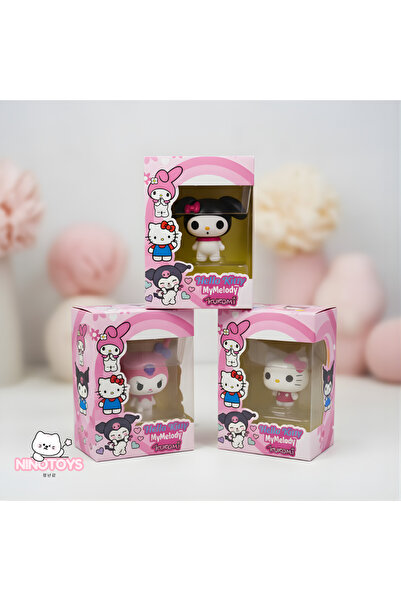 NinoToys My Melodi&Kuromi&Hello Kitty Sevimli Figür 3'lü Set