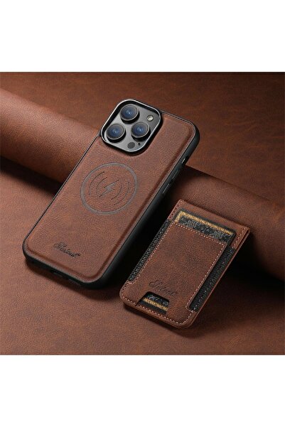HYPERSOFT Iphone 16 Pro Max (6.9 inç) Uyumlu Stant Olabilen Cüzdanlı Deri Mag...