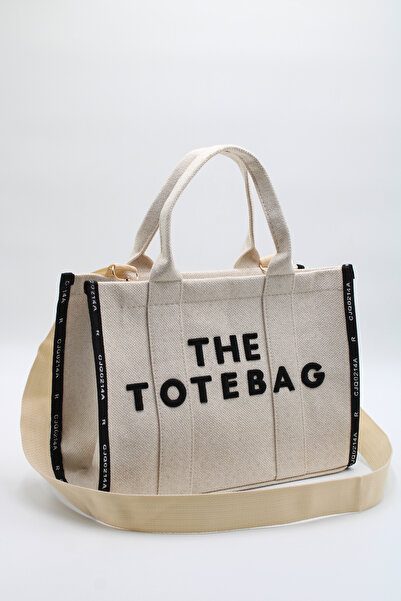 LASSO Women's Cream Medium Size Organic Canvas Zipper Closure Inner Pocket Column Strap Hand, Arm and Shoulder Bag