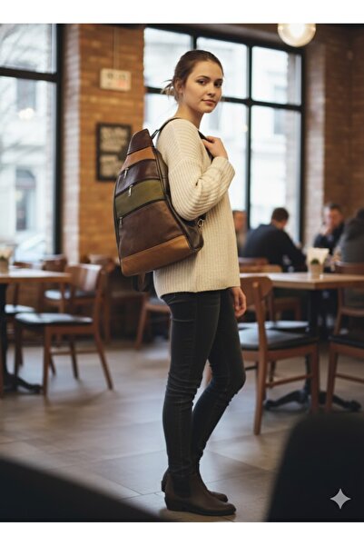 NahitaTyana Women's Genuine Leather Backpack Monkey Model