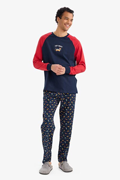 DeFacto Pijama Takımı Regular Fit Baskılı Uzun Kollu Üst Uzun Alt G2905AX25WN