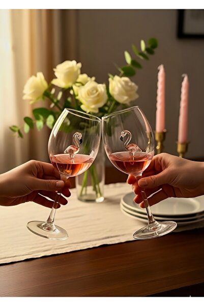Arsglass El Yapımı Flamingo Tekli Kadeh Bardağı