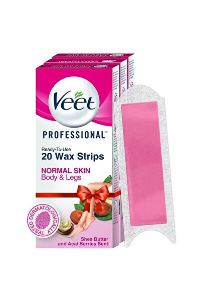 Veet Professional Waxing Strips Kit for Normal Skin, 20 Strips (Pack of 3)