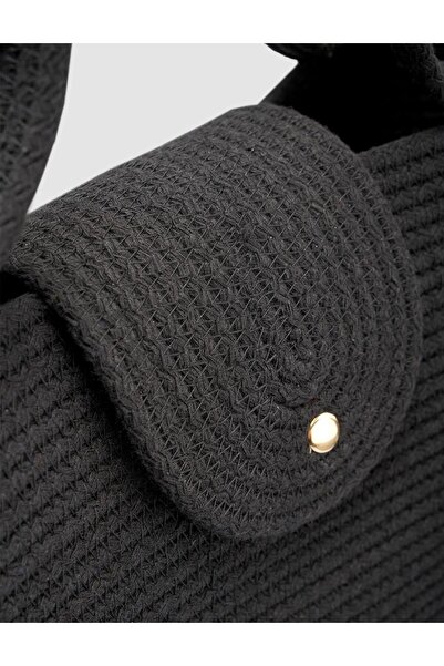 Cabani Rope Fabric Black Women's Beach Bag