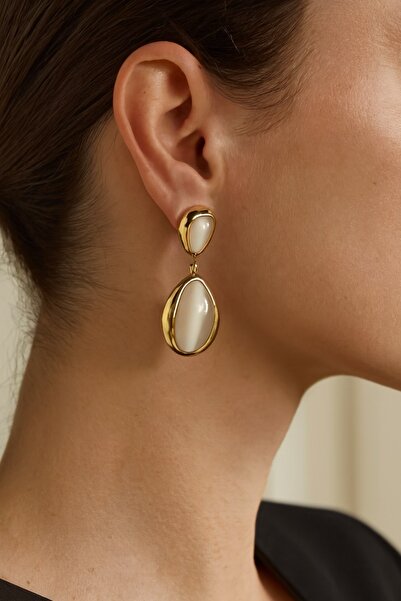 Elif Engin Golden Tear Premıum Çelik Küpe