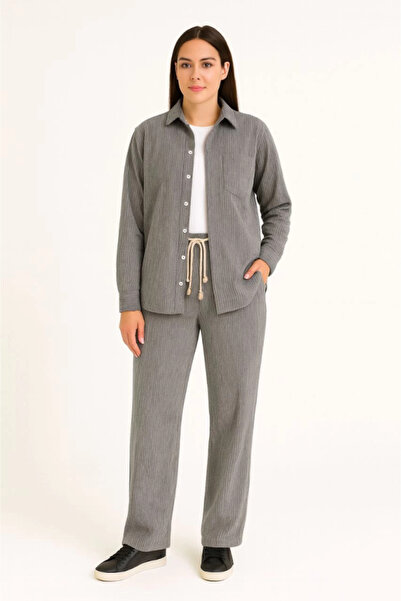 JANES Velvet Oversized Set – Shirt and Pants Two-Piece Set Smoked Corduroy Elegance, Stay Comfortable and Elegant