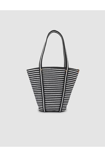 Cabani Large Volume Black Fabric Beach Bag