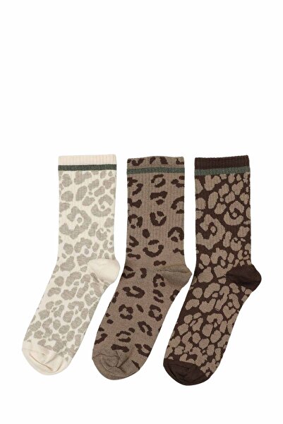 Polaris LEOPAR 3 LU SKT-W 5PR KAHVE MULTI Kadın Soket Çorap