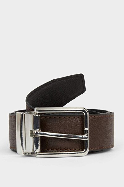 DeFacto Men's Rectangular Buckle Faux Leather Classic Belt G4433Axns