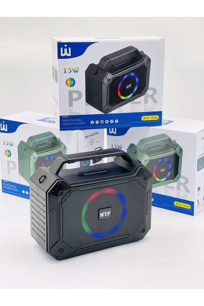 WUF Multicolor W39 Bluetooth Speaker Portable Bass with FM USB TF Aux and Mic