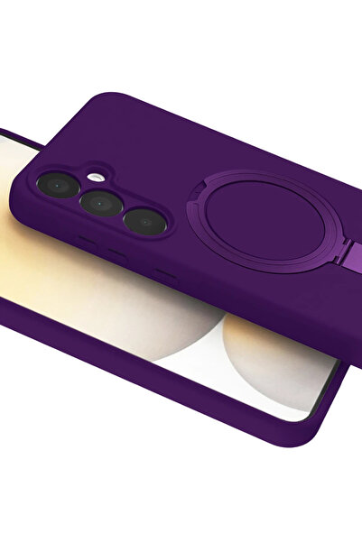 Rivor Samsung Galaxy S24 FE Kılıf Kamera Çıkıntılı Magsafe Şarj Özellikli Halka Standlı Yumuşak Doku Kapak