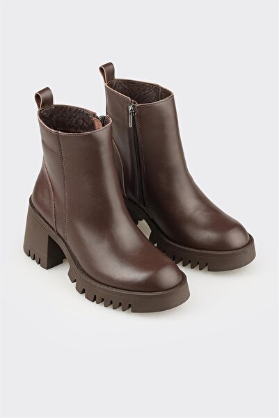 Elle Shoes Kahve Deri Kadın Günlük Bot