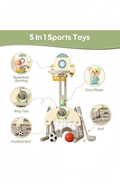 Venpara 7-in-1 Foldable Slide for Toddlers - Slide, Basketball, Ring Toss, Football, Story, Golf