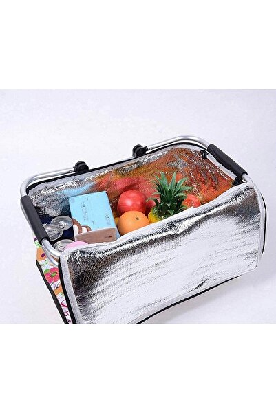 Generic Picnic Basket with Flower Design, Foldable Outdoor, Travel Storage Basket with Handle and Zip