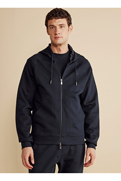 BROOKS BROTHERS Kapüşon Yaka Lacivert Erkek Sweatshırt BBFW25MSW001