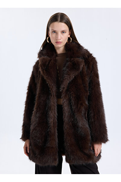 ONLY Koyu Kahve Kadın Kaban ONLDAWN LIFE FAUX FUR COAT CC OTW