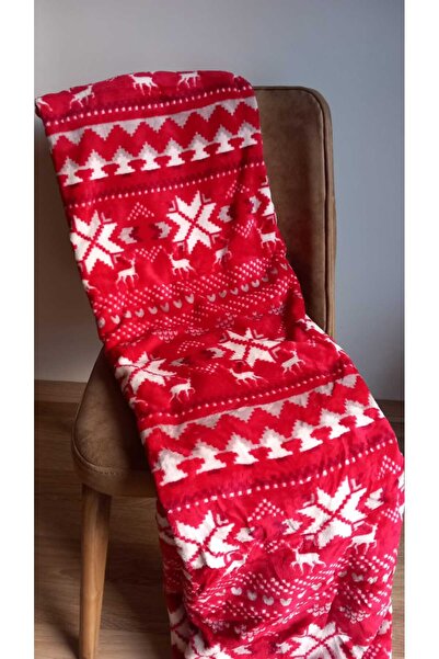 Romans Yılbaşı Temalı Polar Soft Battaniye Kırmızı Beyaz