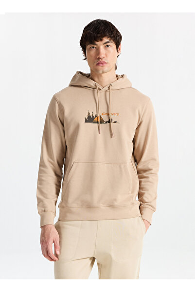 Discovery Expedition D5WM-SWT3851 Açık Kahve Kapüşon Yaka Relaxed Baskılı Erk...