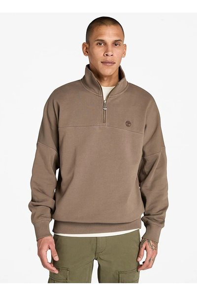 Timberland TB0A5MD2BK01-1/4 Zip Sweatshirt Kahve Fermuarlı Yaka Regular Fit D...