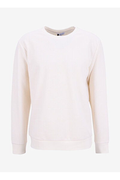 LİMON COMPANY Limon Bisiklet Yaka Düz Örgü Desenli Ekru Erkek Sweatshırt MML5...