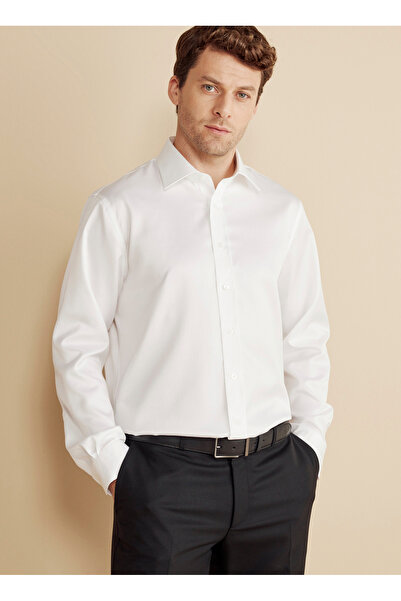 BROOKS BROTHERS Regular Fit Klasik Yaka Beyaz Erkek Gömlek BBFW25MSH021