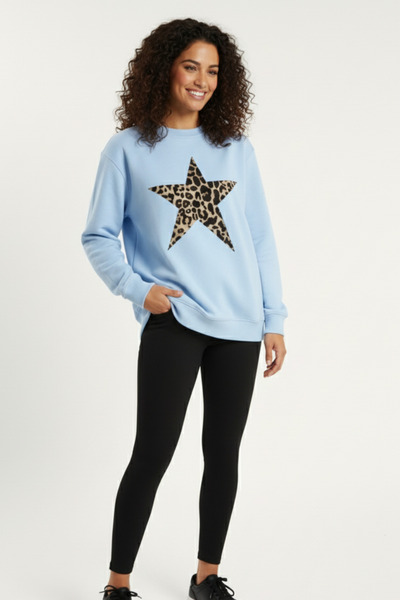 KOZİA OUTDOORS Hanorac supradimensionat pentru femei, cu imprimeu leopard și ...