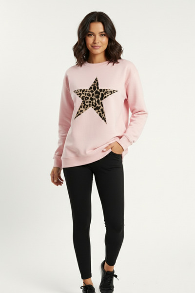 KOZİA OUTDOORS Hanorac supradimensionat pentru femei, cu imprimeu leopard și ...