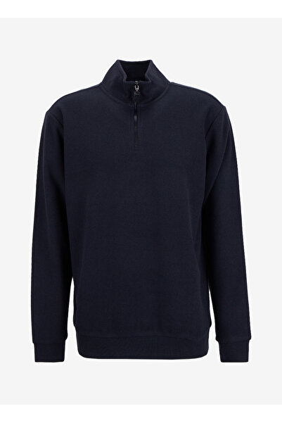 LİMON COMPANY Limon Bato Yaka Düz Örgü Desenli Siyah Erkek Sweatshırt MML5WM-...