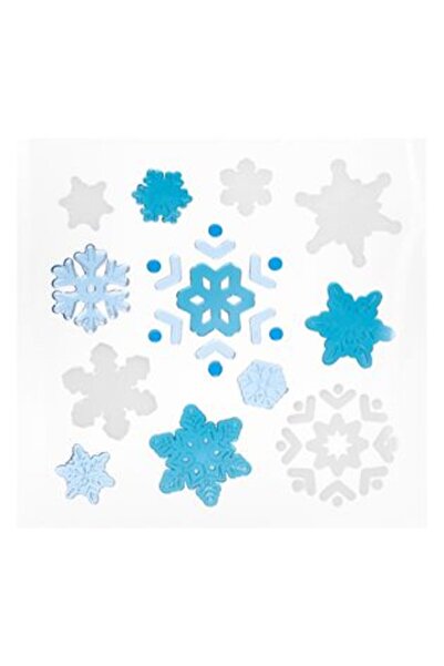 SHOPIENS Autocolante gel cu fulgi de zăpadă albi, cristale bleu pentru fereastră