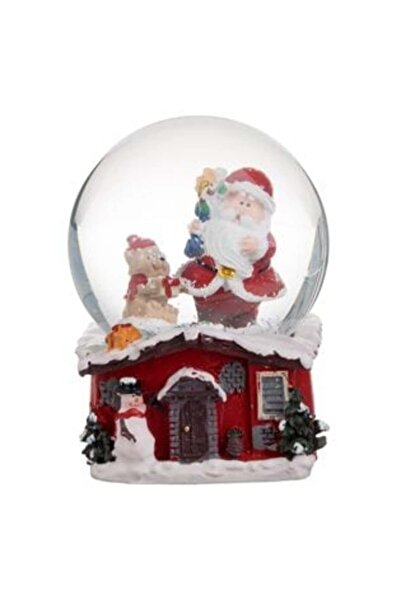 SHOPIENS Glob de zăpadă decorativ de Crăciun cu Moș Crăciun și ursuleț de plu...