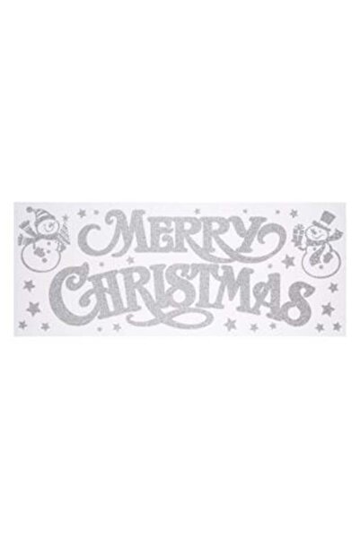 OEMN Christmas Decorative Sticker "Merry Christmas" Silver Glitter 20 x 60 cm
