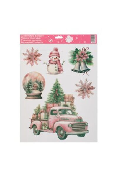 SHOPIENS Autocolante decorative de Crăciun - Mașină cu Brad, Om de zăpadă și ...