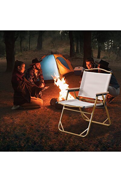 Gogoya foldable Beach/Camping Travel Chair with Armrests and Non-Slip Handles, Beech Wood, Khaki