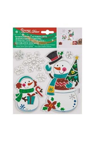 SHOPIENS Decorative Christmas Stickers Snowman Father with Child 18 x 23 cm