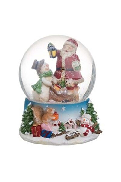 SHOPIENS Glob de zăpadă muzical de Crăciun - Moș Crăciun, Om de zăpadă și LED...