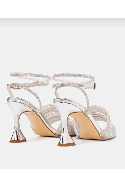 Aslının Butiği 9cm Heeled Sandals with Stone Thin Band Detail